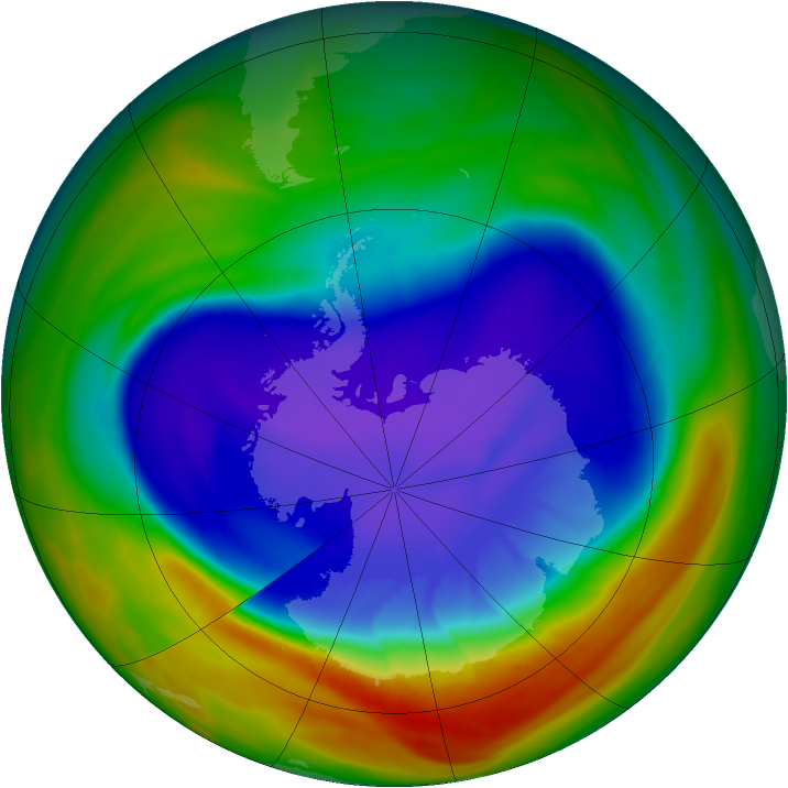 Antarctic ozone map for 18 September 2007